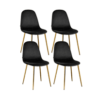 Habita2 Chile - Pack 4 Sillas Trendytop Para Comedor Asiento Felpa Estructura Dorada - Negro