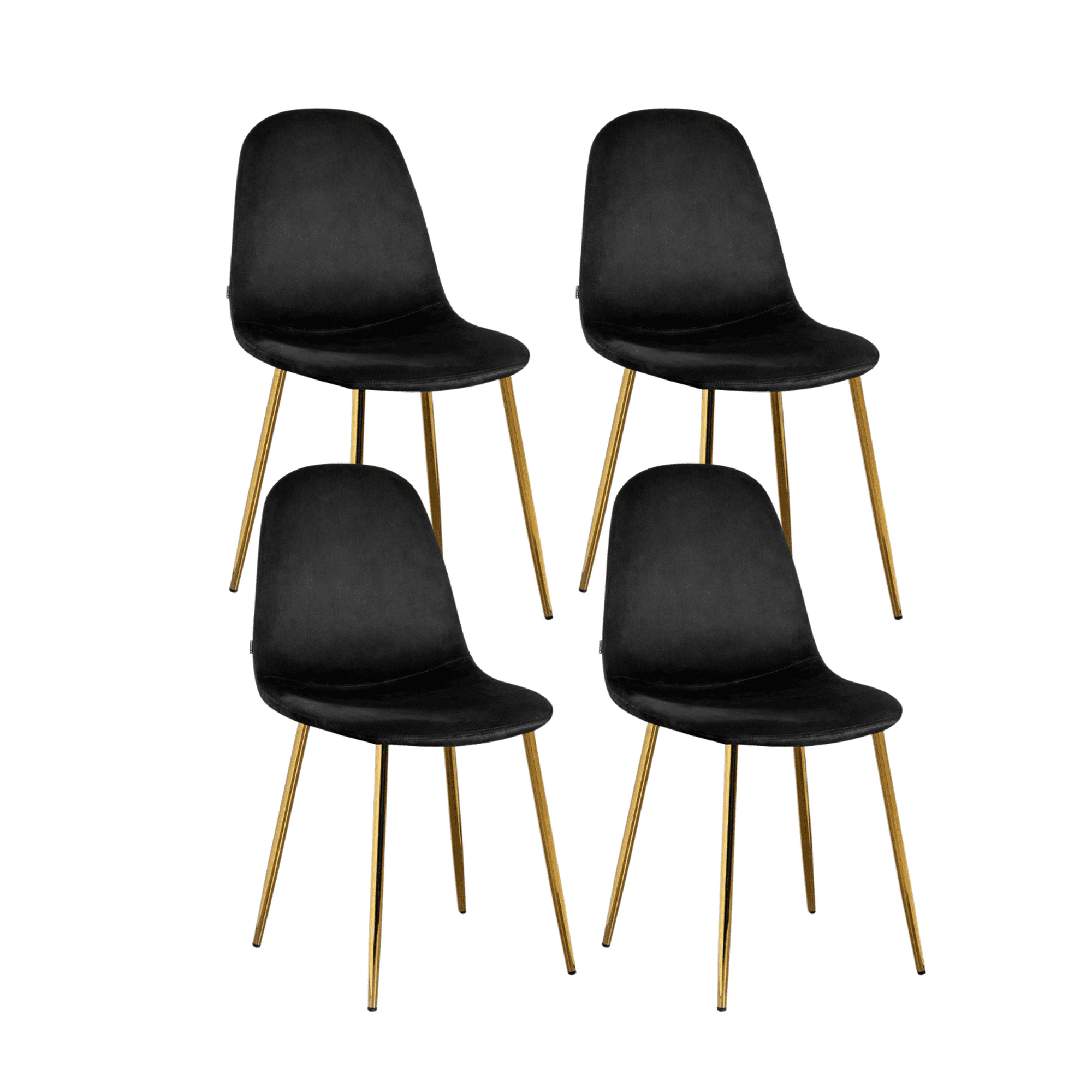 Habita2 Chile - Pack 4 Sillas Trendytop Para Comedor Asiento Felpa Estructura Dorada - Negro