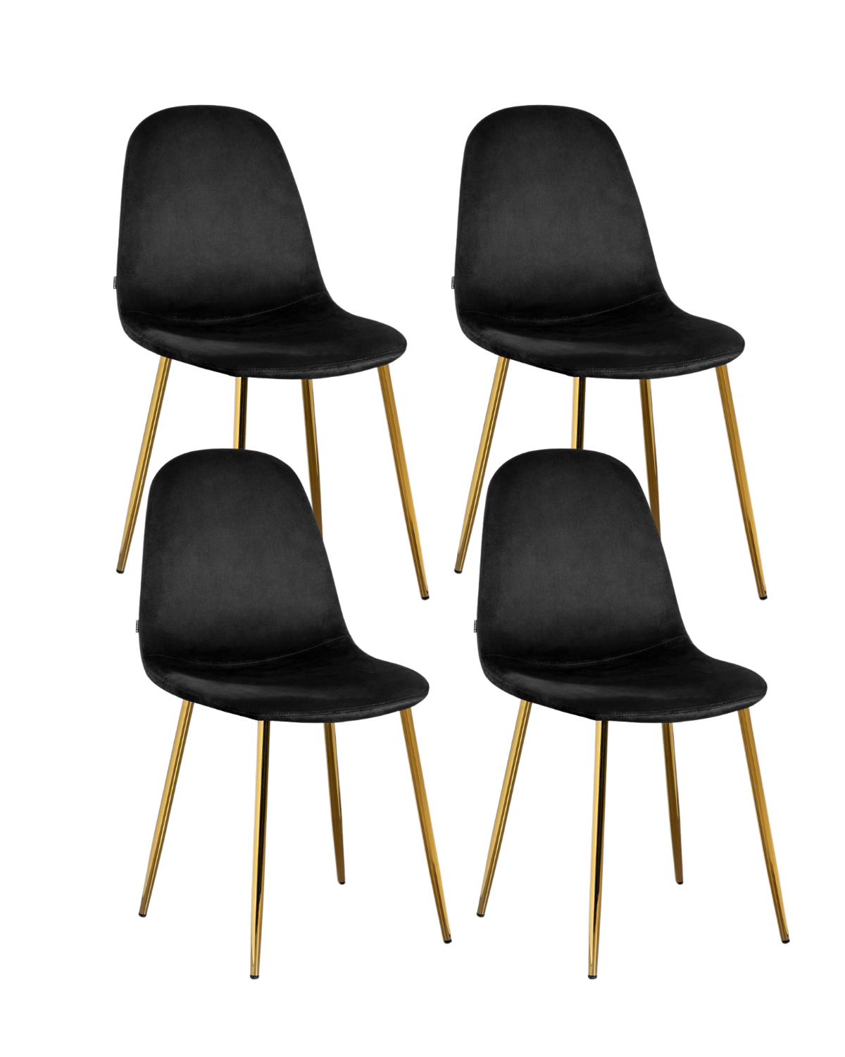 Habita2 Chile - Pack 4 Sillas Trendytop Para Comedor Asiento Felpa Estructura Dorada - Negro