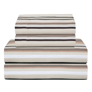 Sabanas Andes Microfibra Estampada Líneas Gris