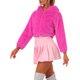 thumbnail image 4 of Chaqueta de Piel Sintética Casual para Mujer INSPIRE CHIC con Capucha y Cremallera, Forro Polar Acolchado, Talla M, Rosa Fucsia, 4 of 6