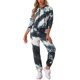thumbnail image 2 of INSPIRE CHIC Conjunto de Chándal de Dos Piezas para Mujer con Sudadera con Capucha y Cordón, Estampado Tie Dye, M Negro, 2 of 6
