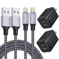 Cargador Iosys De Carga Rápida Para Iphone, Paquete De 2 Con Cable De 6 Pies