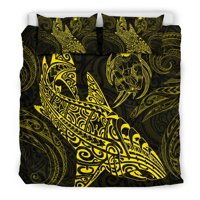 Milsleep - Juego De Funda Nórdica Shark Polynesian - Polynesian Tattoo Yellow