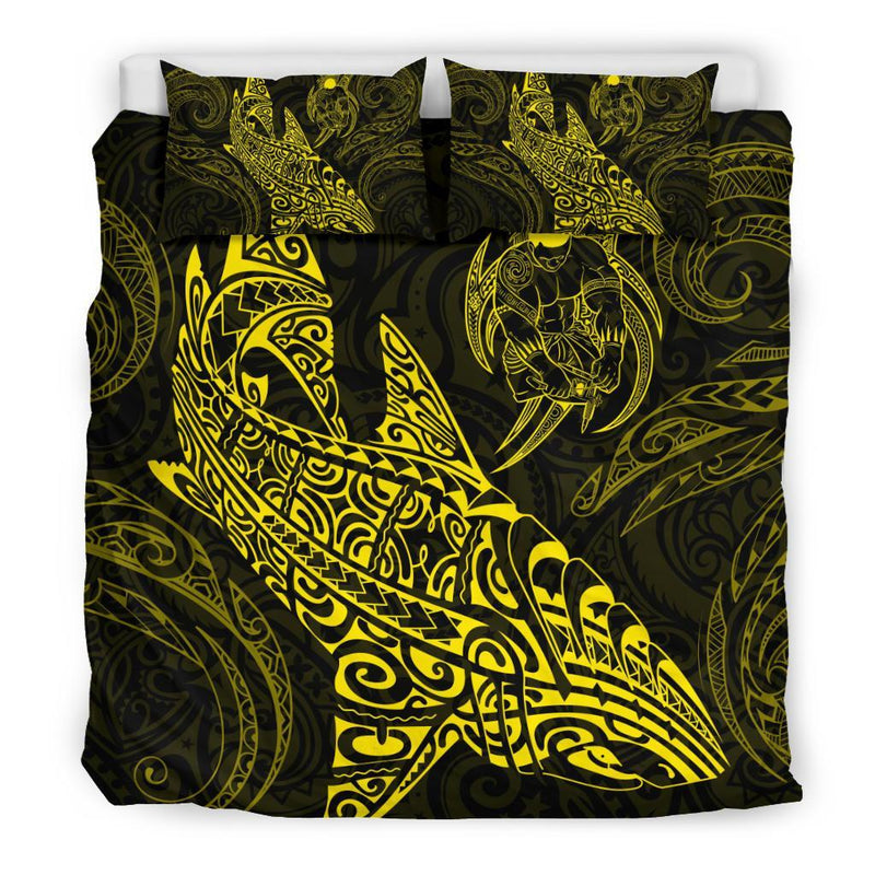 Milsleep - Juego De Funda Nórdica Shark Polynesian - Polynesian Tattoo Yellow