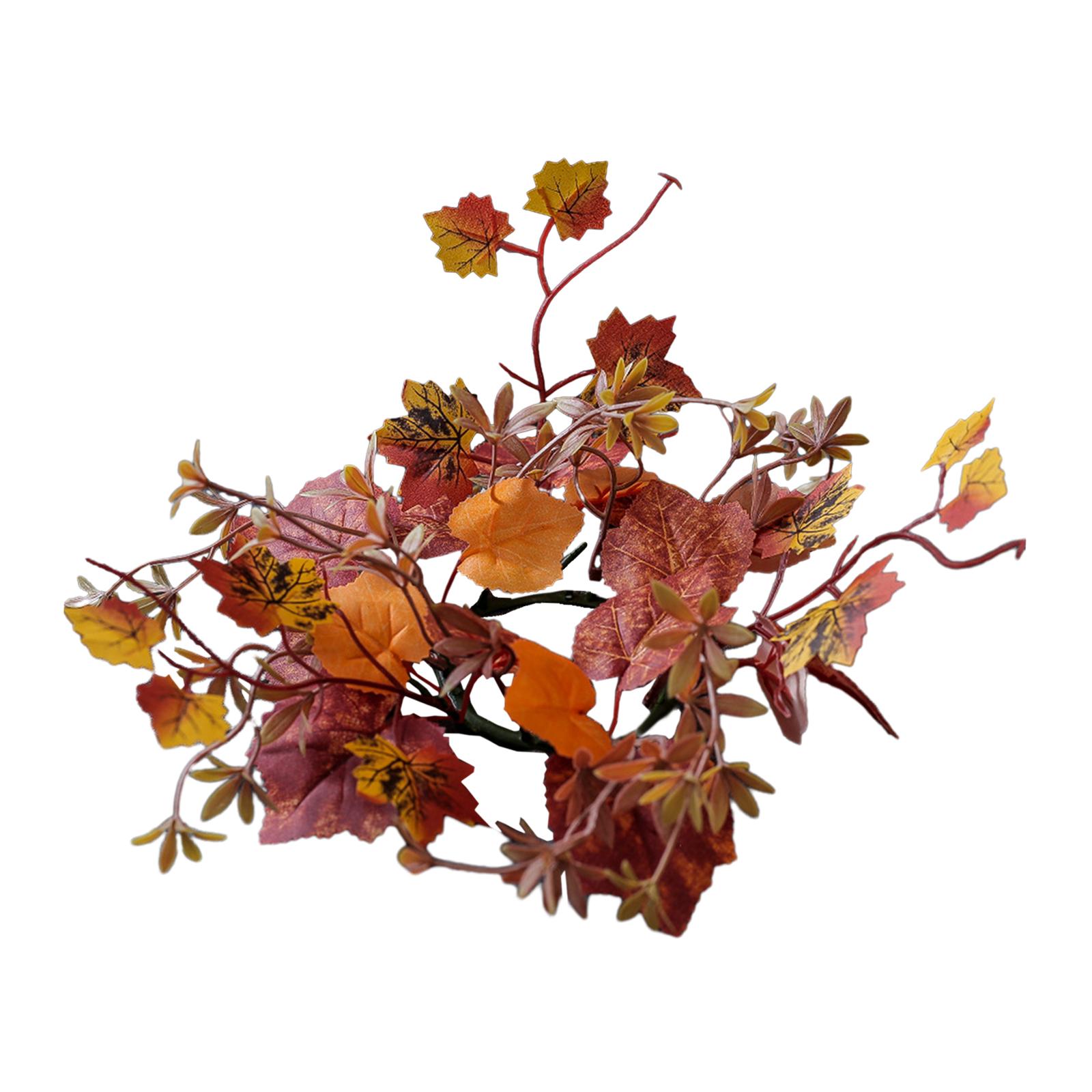 Magideal - Anillos De Vela De Otoño, Soporte Para Anillos Del Día De Acción De Gracias Con Corona De Hojas De Arce Artificiales, Otoño Artificial Para Decoración