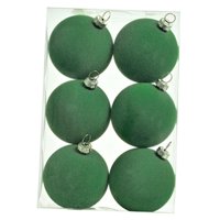 Bothyi - 6 Bolas Navideñas Flocadas De 6 Cm Para Aniversario, Bolas Navideñas De Terciopelo Verde