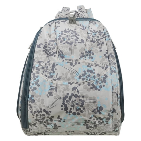 Mommore Mochila Maternal Pañalera 40X30Cm Flores Blanco