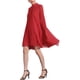 thumbnail image 4 of Vestido con Capa de Gasa para Mujer INSPIRE CHIC, Vestido Flowy con Mangas de Capa, Vestido Plisado Rojo L, 4 of 6