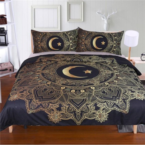 Star Moon Quilt Duvet Cover Set Bedclothes Home Textiles Pillowcase3-Piece Bedding Set