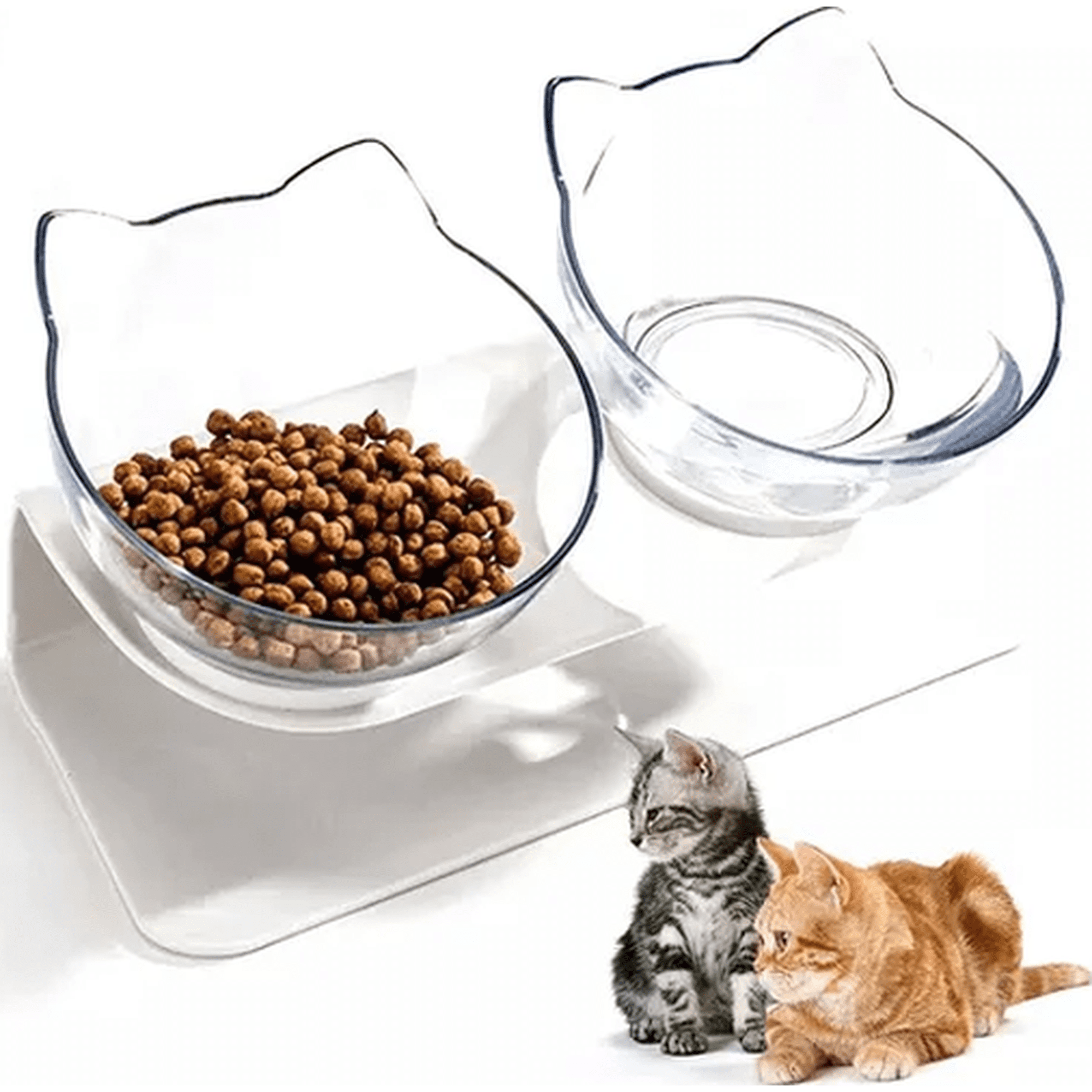 Plato doble gato comedero mascotas color blanco