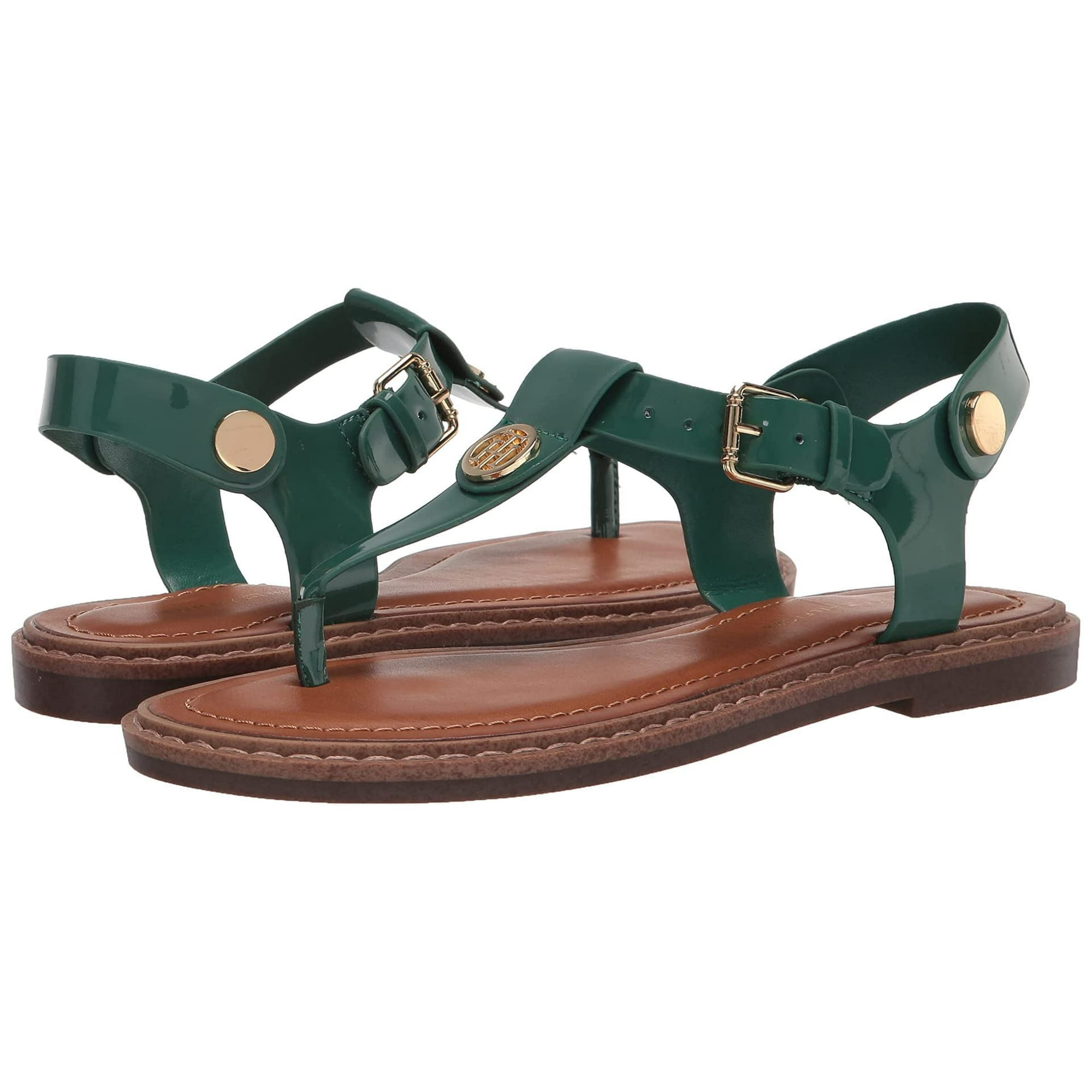 Sandalias Tommy Hilfiger Bennia Para Mujer, Color Verde Kelly, Talla 7.5