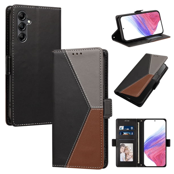 Funda Cartera Tricolor para Samsung Galaxy A35 5G con Soporte, Negro
