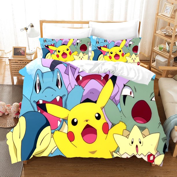 Pikachu Yellow Cute Cartoon Duvet Cover,Digital 3D Printing Bedding Set ,Children's Bed Set Bedroom Decor Bed Sheets