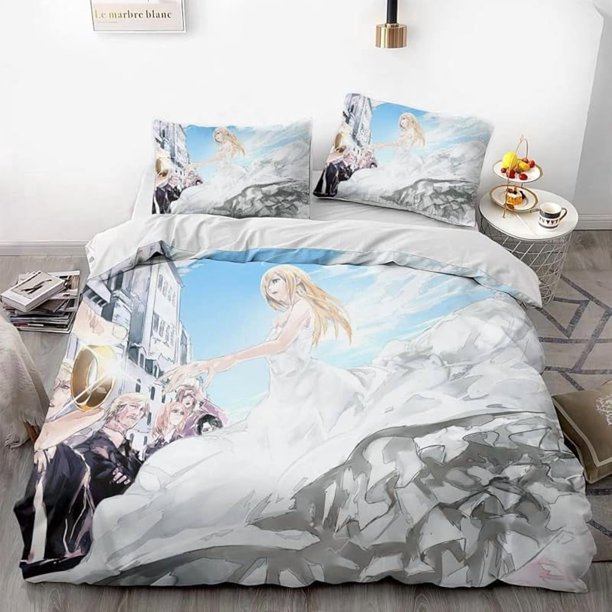 Attack -on- Giant Win-gsofLibe-rty -Anime -Soft 3D Prin-ed Duve-t Cover Bedd-ng Set -with Co-mforter C-over