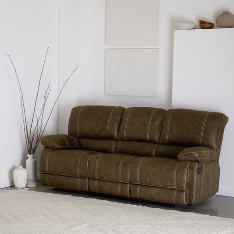 Daniels - Sofá 3 Cuerpos 3 Reclinables Clásico Castle Cuero Viejo 98023R4S