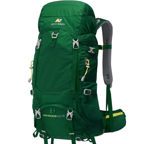 Mochila de Senderismo 65L Montañismo Impermeable y Liviana Verde