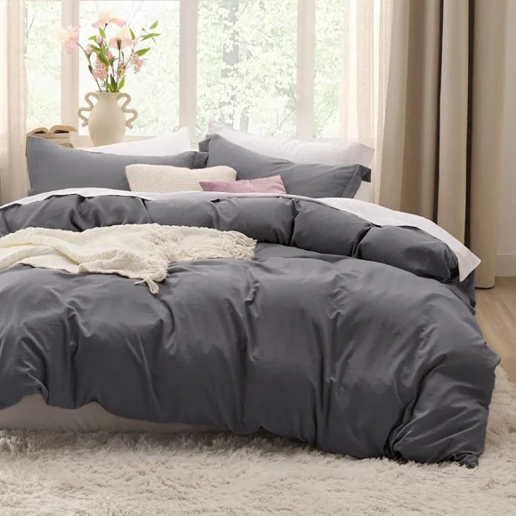 Funda Plumon Duvet Edredon 1800 Hilos Microfibra Sabana Gris 1.5 Plazas AZ