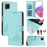 Funda Tipo Cartera Foxdock Para Samsung Galaxy A42 5G Con Soporte, Ranuras, Rfid, Diseño De Gato