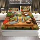 thumbnail image 1 of Retro Music Chef Fitted Sheet Three Piece Set Everyday Theme, Cozy Bedroom Decor Bedding, Mattress Protector Soft, Breathable, 1 of 1