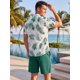 thumbnail image 3 of INSPIRE CHIC Conjunto de 2 Piezas para Hombre Camisa y Pantalones Cortos Tropicales Hawaianos Playa XL Verde, 3 of 5