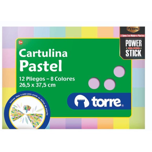 Bolsón Cartulina Pastel 12 Hojas, Torre