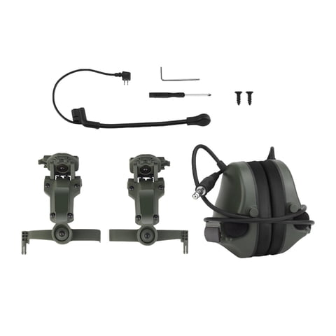 Ioensy - Auriculares Con Micrófono Protección Auditiva Para Comunicación Disparos Cortar Verde