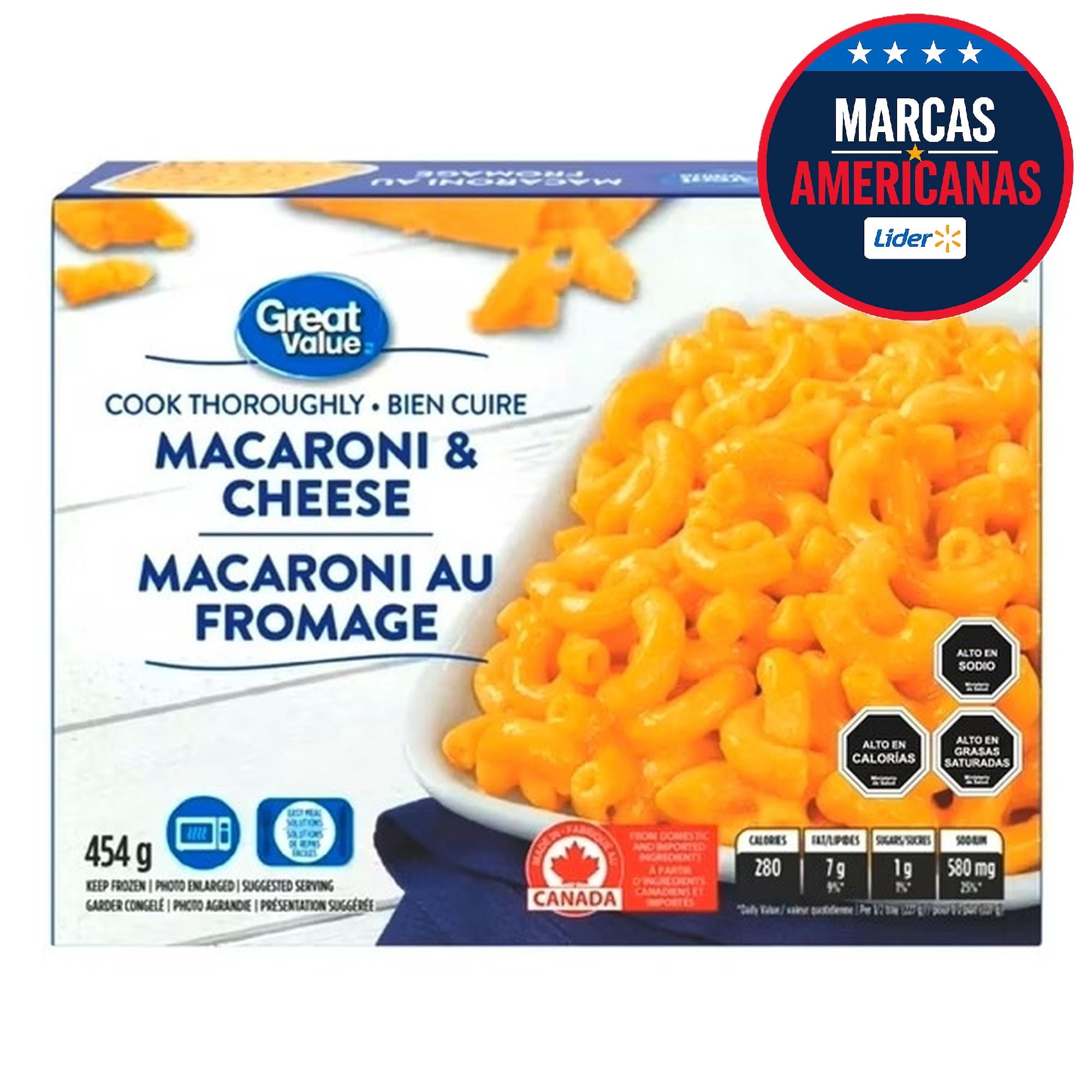 Plato Preparado Macarrones Con Queso 454 g Great Value