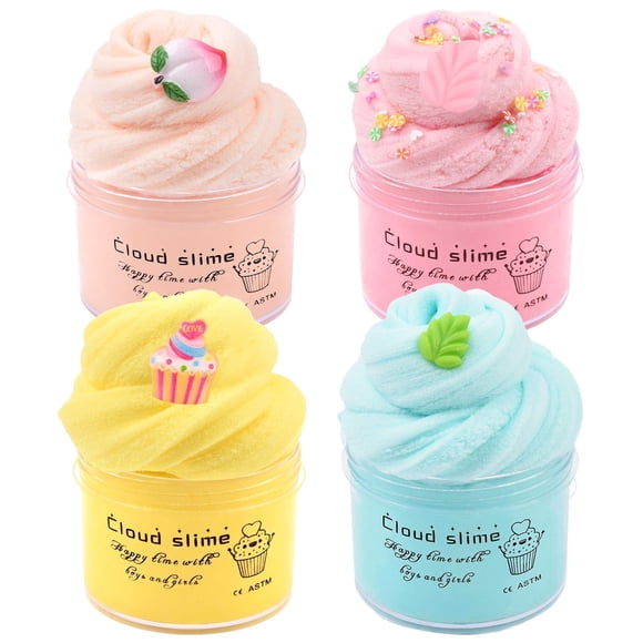 Kit de slime MOSHRERUHUA nube, 4 piezas, con dijes para niños de 3+ años