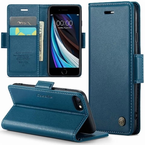 Caseme Tipo Cartera Iphone Se 2020/2022 Con Cierre Magnético, Rfid, Tarjetero, Soporte, Carga Inalámbrica