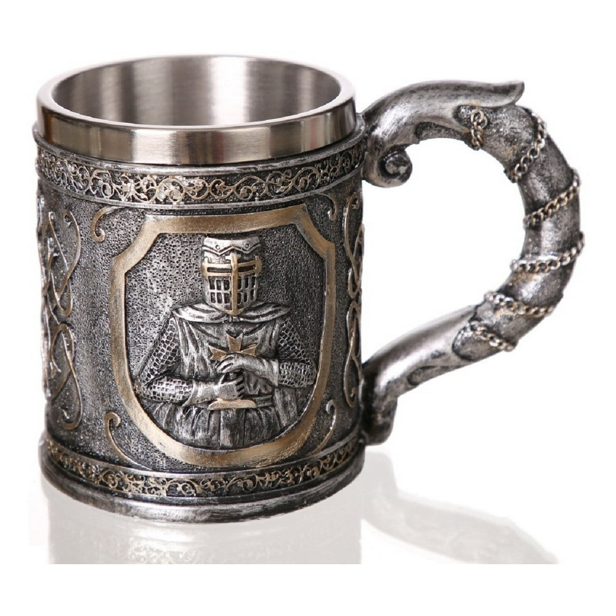 Genérico - Tazón Taza Mug Caballero Medieval. Acero Inoxidable 420 Ml