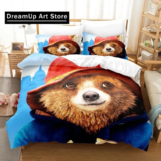 3D Print Cartoon Paddington Bear Bedding Set Boys Girls Twin Queen King Size Duvet Cover Pillowcase Bed boys Adult Bedroom