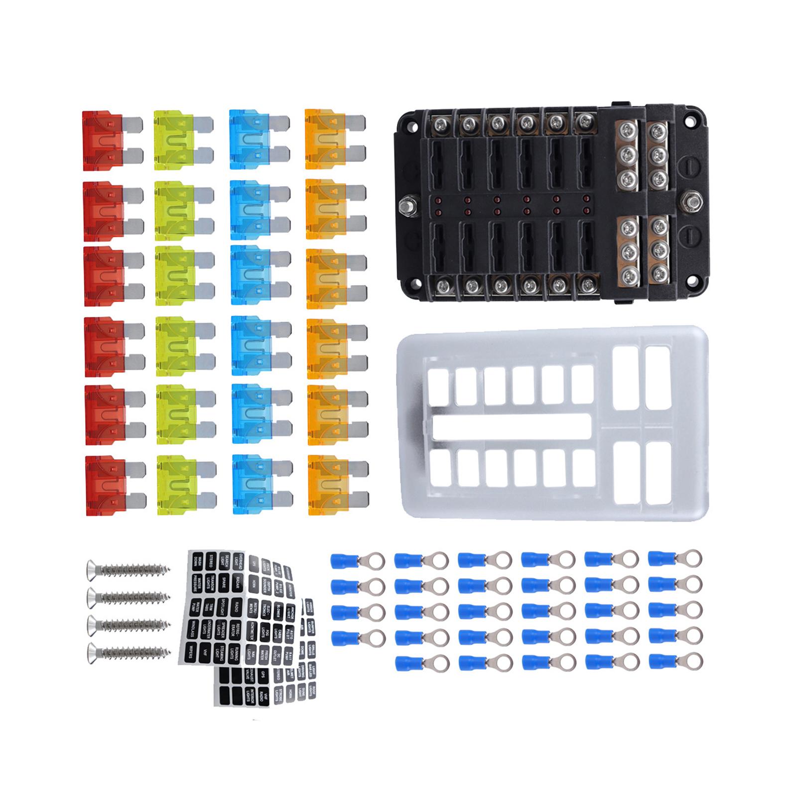 Bothyi - Caja De Fusibles De 12 Circuitos, Duradera, Reemplaza A Prueba De Agua, Para Furgoneta, Automóvil, Barco