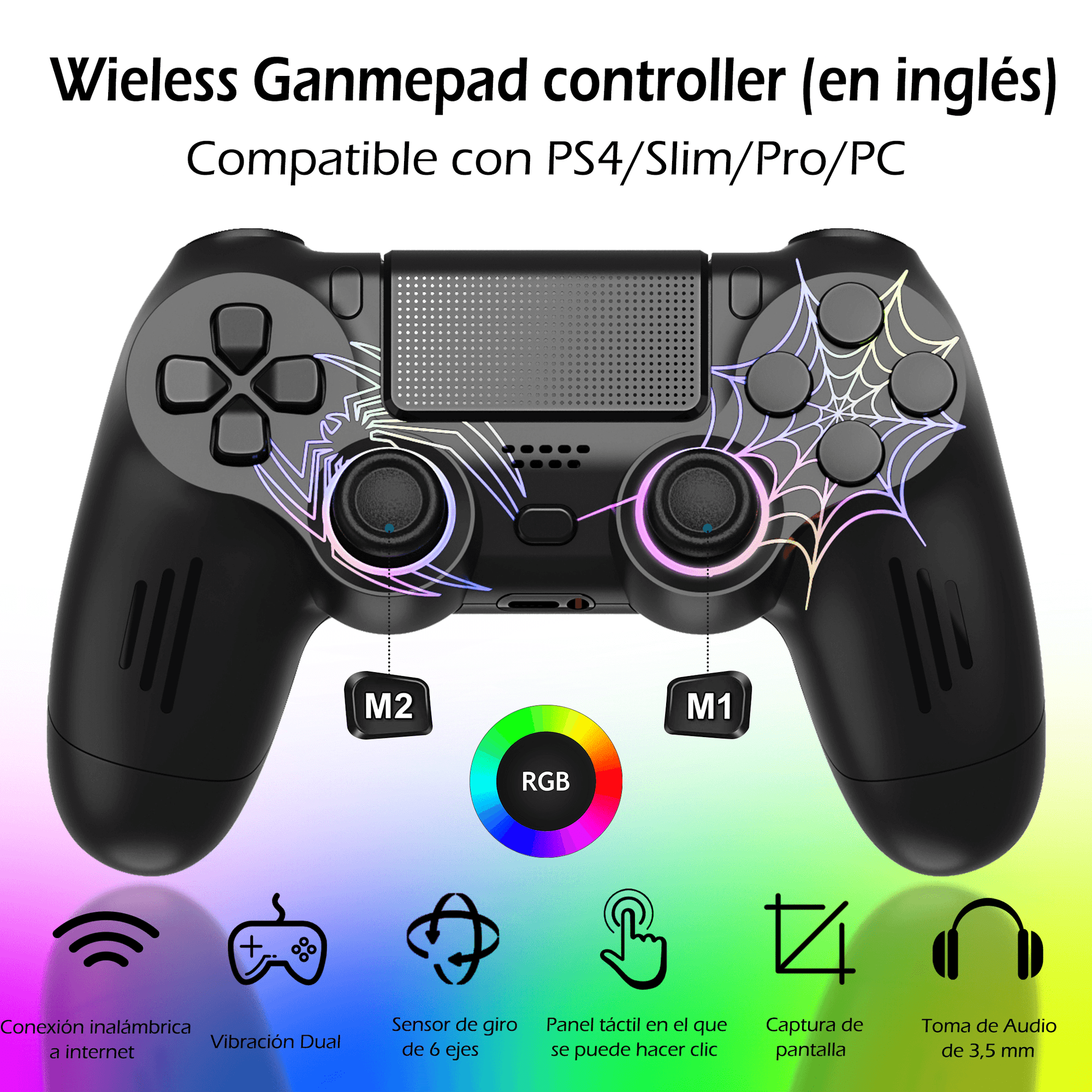 Genérico - Mando Para Ps4/slim/pro, Mando Inalámbrico Con Luz, Con Doble Vibración Y Giroscopio De 6 Ejes.