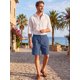thumbnail image 2 of INSPIRE CHIC Pantalones Cortos de Lino con Cintura Elástica y Cordón para Hombre para Vacaciones en la Playa L Azul Oscuro, 2 of 5