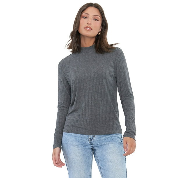 Polera Mujer Beatle Rib Gris Corona