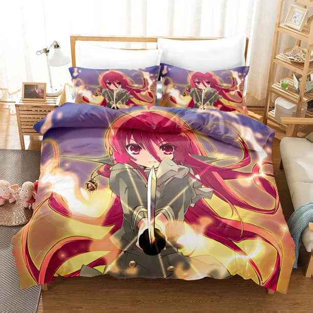 Kawaii Girl Cartoon Shakugan No Shana Bedding Set Anime Bed Linen Quilt Duvet Cover Sets Home Decor Single Size Gift Bed Sheets
