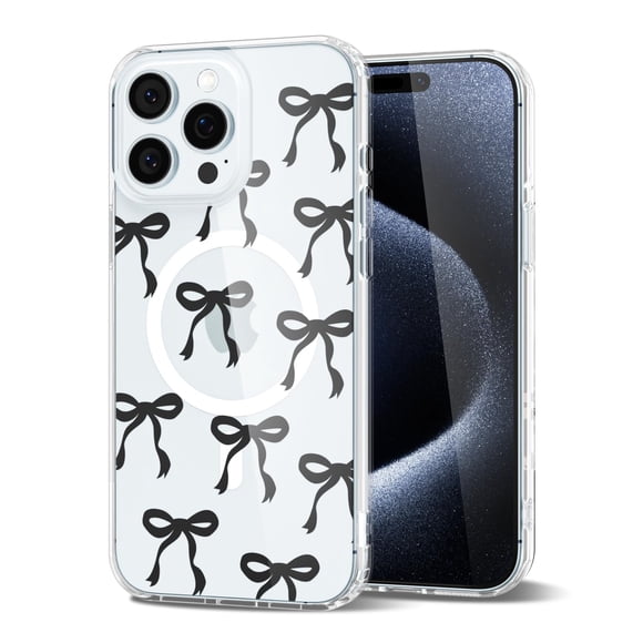 Funda de teléfono Svanove para iPhone 15 Pro Clear Bow Black