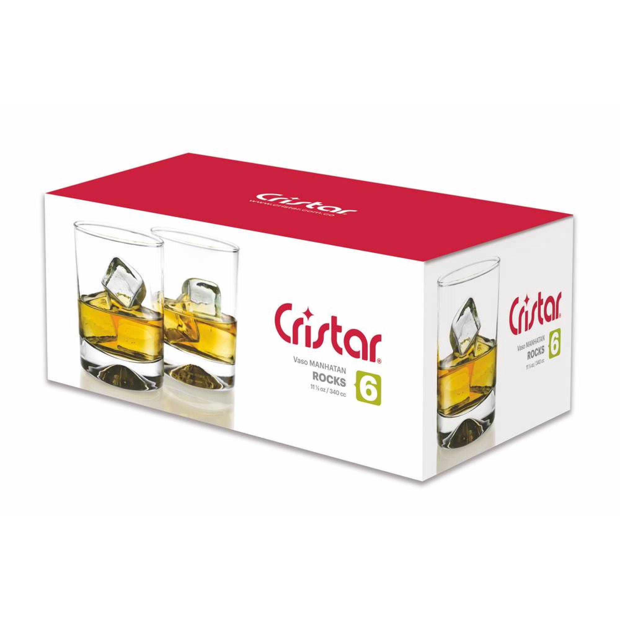 Set 6 Vasos Bajos Manhatan Vidrio 340ml Transparente 1 Un Cristar