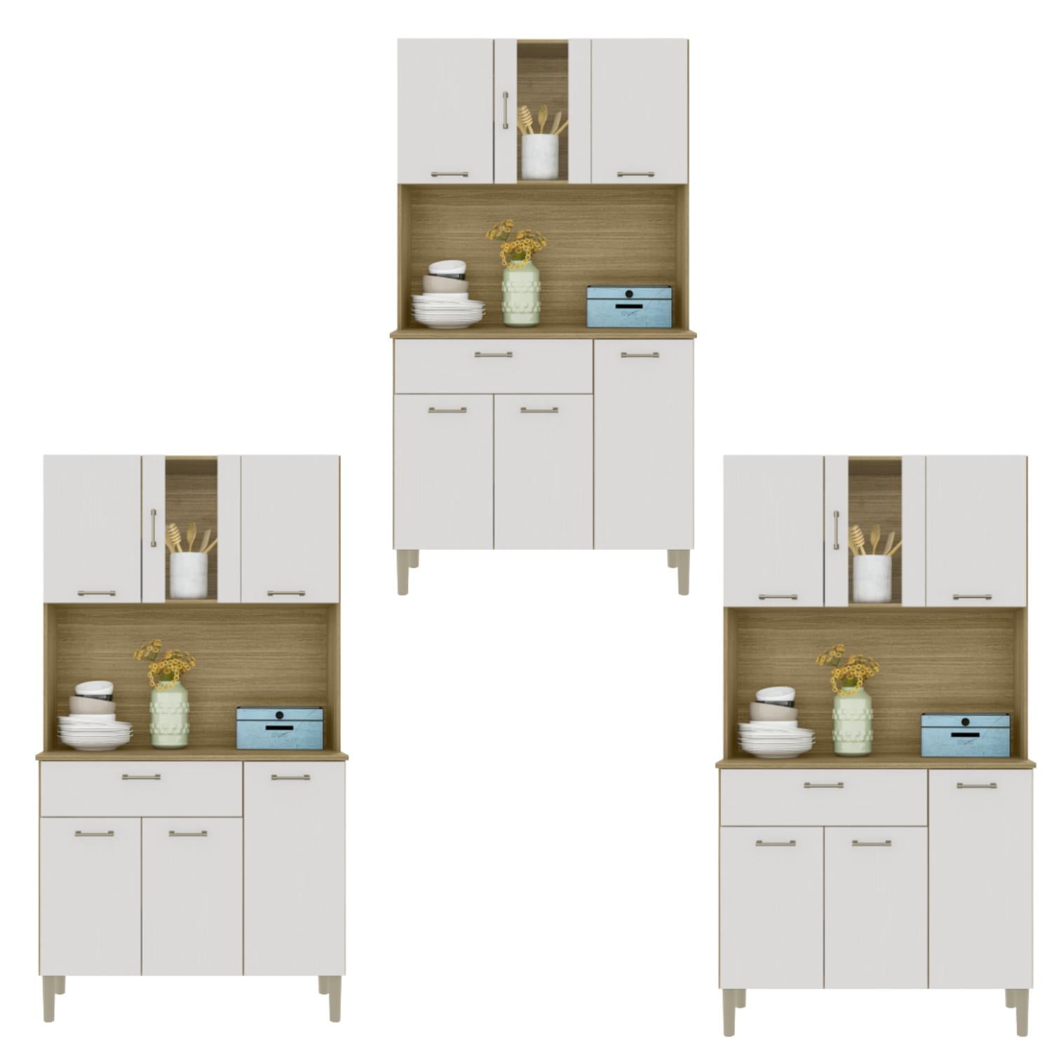 Movelaria - Combo 3 Cocina Kyra 6 Puertas Off White K06x3 Blanco