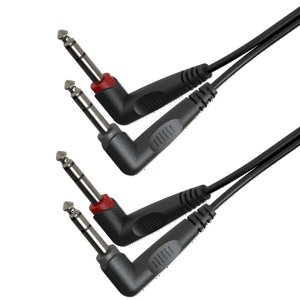 Roxtone - Cable De Audio Doble Jack De 6,3 Mm En Ángulo Recto - 3 Metros