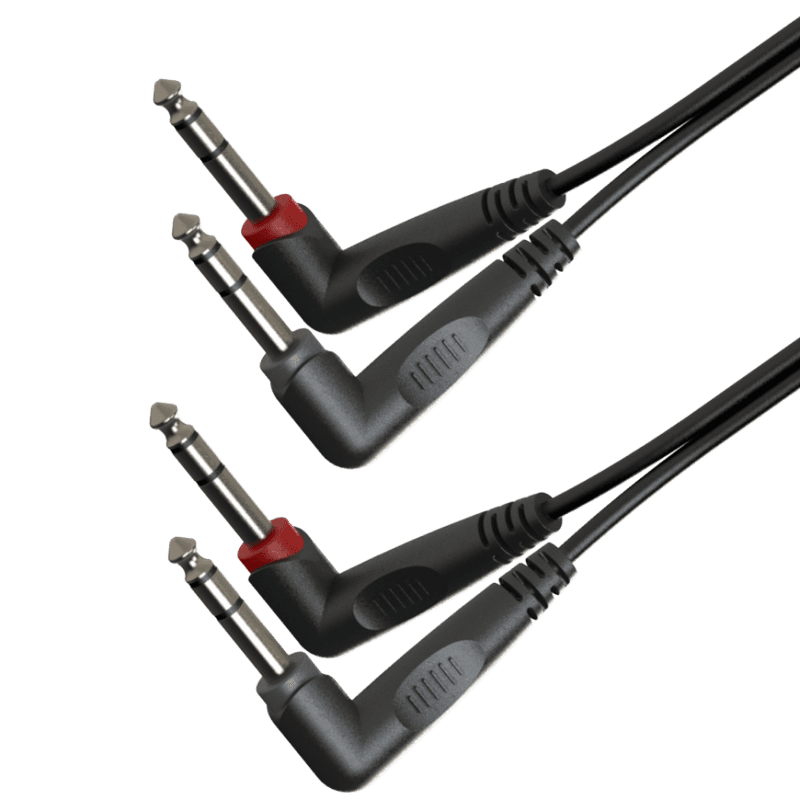 Roxtone - Cable De Audio Doble Jack De 6,3 Mm En Ángulo Recto - 3 Metros