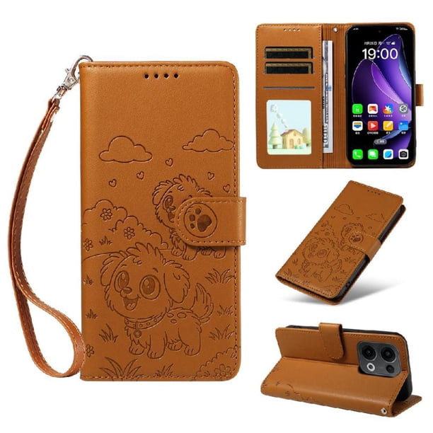 Funda Billetera FOXDOCK Compatible con OPPO Reno 14F 5G, Diseño Perrito Tierno, Ranuras para Tarjetas y Soporte Plegable