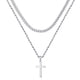 thumbnail image 1 of Collar Ursteel con forma de cruz plateada de acero inoxidable de 16 a 18 pulgadas, 1 of 7