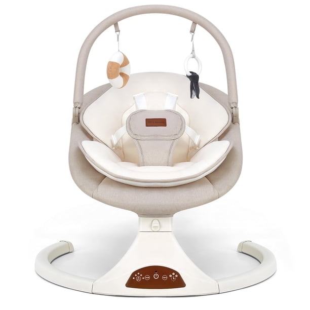 Columpio para bebé Viriwebaby portátil con música Bluetooth de 5 velocidades, beige
