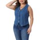 thumbnail image 4 of Agnes Orinda Chaleco de Mezclilla para Mujer de Talla Grande, Botonadura Frontal, Casual, Sin Mangas, Chaqueta de Jean, Chaleco, Talla 2X Azul, 4 of 6
