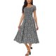 thumbnail image 2 of Vestido Floral Casual para Mujer INSPIRE CHIC con Bolsillos Cuello Redondo Manga Corta Boho Flowy Midi Vestidos S Negro, 2 of 6