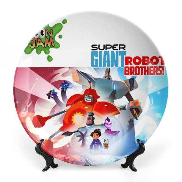 Super Giant Robot Brothers Plato decorativo de porcelana fina (bone china), plato decorativo de cerámica para hogar, oficina, soporte de pared, platos decorativos para dormitorio - 6 pulgadas (15 cm)