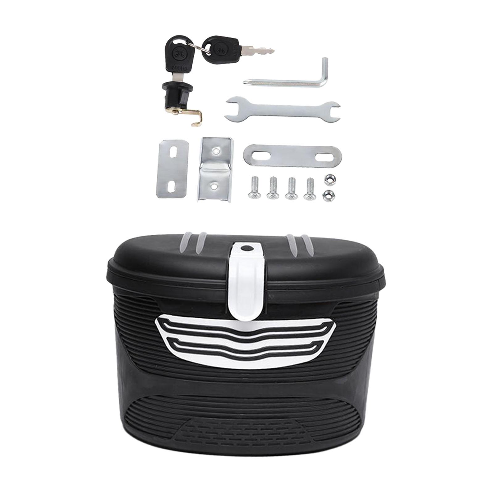 Magideal - Cesta Para Bicicleta Eléctrica, Portaequipajes Para Bicicleta, Diseño Con Candado, Organizador De Artículos Diversos, Práctica Cesta Para Ciclismo De Negro Blanco L