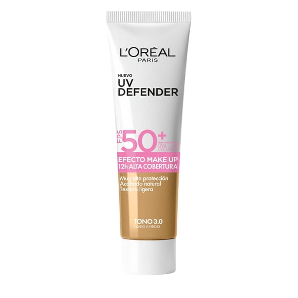 Protector solar uv defender efecto make up fps 50+ tono 3.0 claro medio 30 gr, 30 g